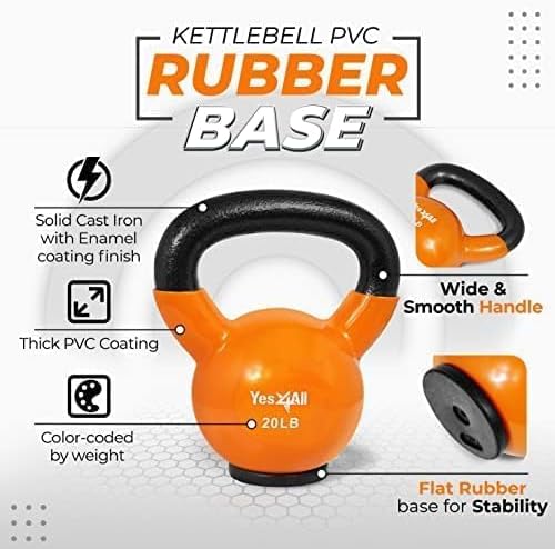 Yes4All Kettlebells Rubber Base (10-65 lbs)