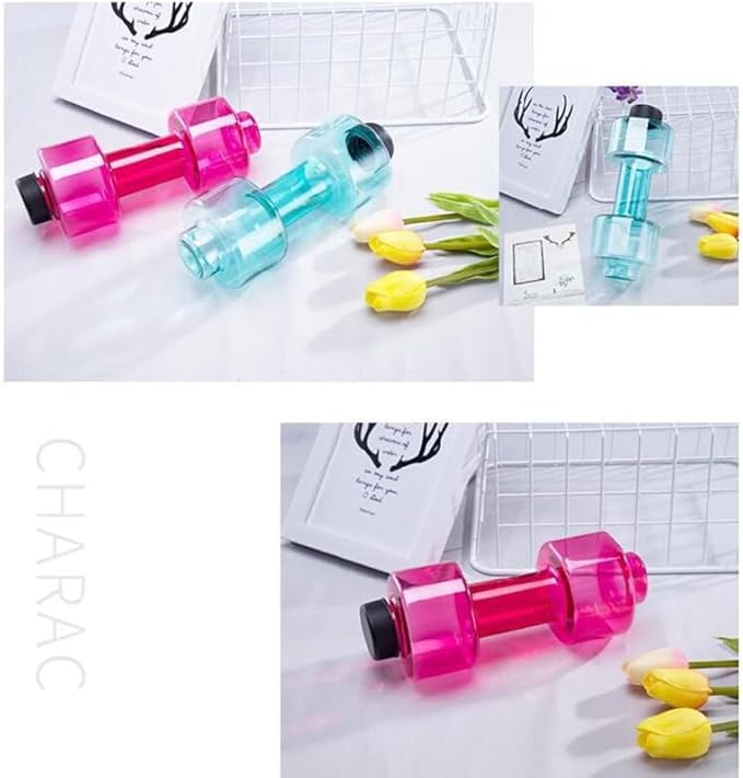 2pcs Dumbbell Shaped Water-Filled Dumbbells Clear Cups Sports Water Bottle for Sports Fitness Gym Training Men Women