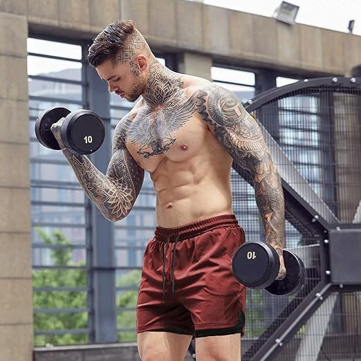 COOFANDY Men's 2 Pack Running Shorts 2 in 1 Workout Shorts Quick Dry Gym Training Athletic Jogger with Phone Pockets