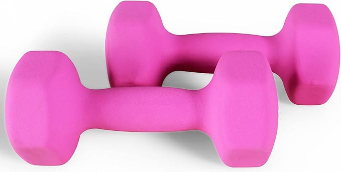 Neoprene Dumbbell Hand Weights, Anti-Slip, Anti-roll, Hex Shape Colorful, Pair or Set with Stand