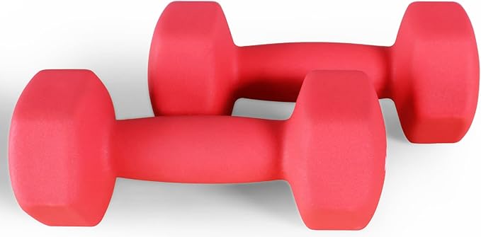 Neoprene Dumbbell Hand Weights, Anti-Slip, Anti-roll, Hex Shape Colorful, Pair or Set with Stand