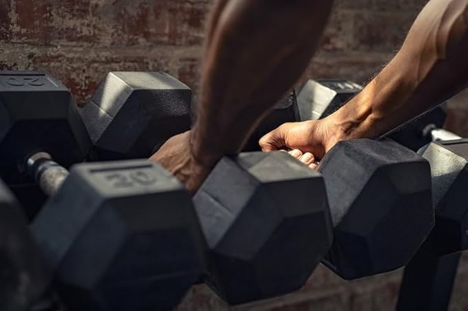 Premium Rubber Coated Hex Dumbbell Weight Set, Multiple Packages