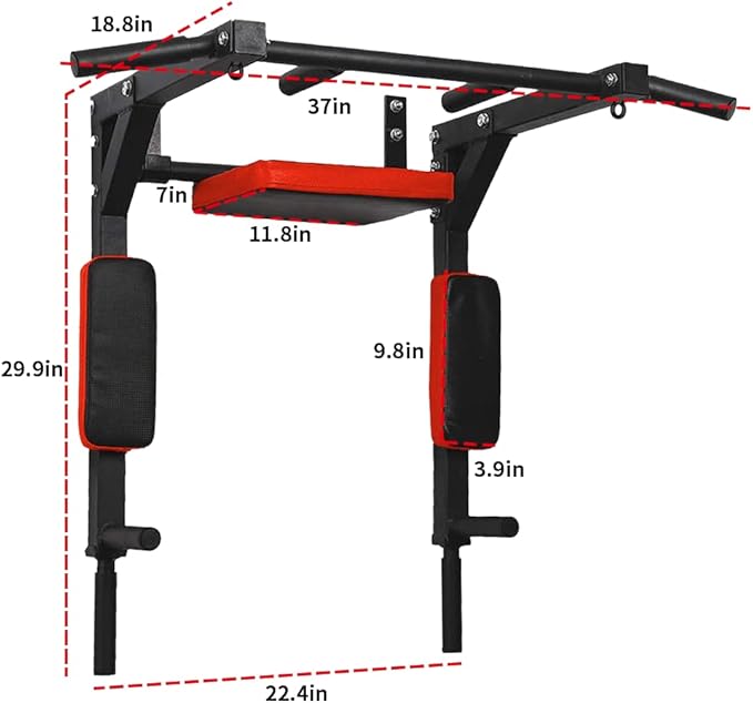Wall Mounted Pull up Bar Multifunctional Chin up 440 Lbs…