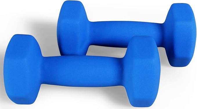 Neoprene Dumbbell Hand Weights, Anti-Slip, Anti-roll, Hex Shape Colorful, Pair or Set with Stand
