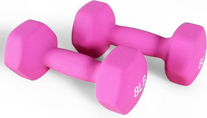 Neoprene Dumbbell Hand Weights, Anti-Slip, Anti-roll, Hex Shape Colorful, Pair or Set with Stand