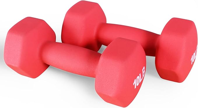 Neoprene Dumbbell Hand Weights, Anti-Slip, Anti-roll, Hex Shape Colorful, Pair or Set with Stand
