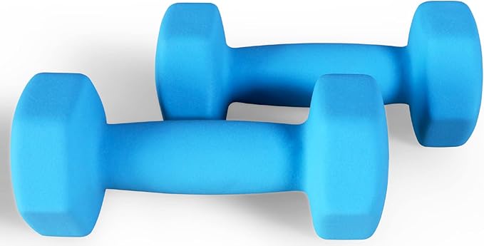 Neoprene Dumbbell Hand Weights, Anti-Slip, Anti-roll, Hex Shape Colorful, Pair or Set with Stand