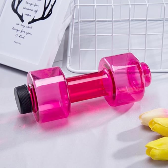 2pcs Dumbbell Shaped Water-Filled Dumbbells Clear Cups Sports Water Bottle for Sports Fitness Gym Training Men Women