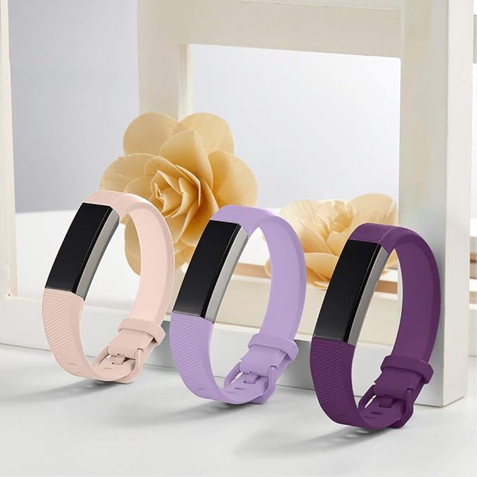 GEAK Bands Compatible with Fitbit Alta and Fitbit Alta HR, 3 Pack Soft Silicone Wristbands for Fitbit Alta HR Bands with Secure Metal Buckle for Men Women,Small Large