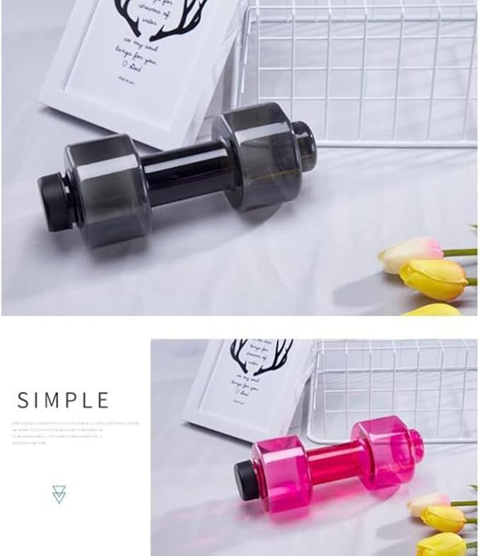 2pcs Dumbbell Shaped Water-Filled Dumbbells Clear Cups Sports Water Bottle for Sports Fitness Gym Training Men Women