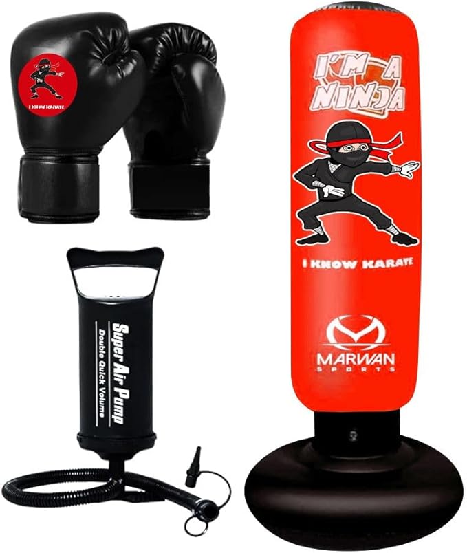 Durable Inflatable Kids Punching Bag for Karate and Boxing – Bounce-Back Martial Arts Bag for Boys and Girls, Great Birthday Gift to Relieve Energy and Build Skills for Boys Ages 4-12