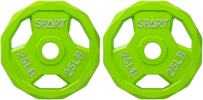 SPART Color Coded Weight Plate 2-Inch Cast Iron 2.5/5/10/15/25/35/45LB, Single/Pair/Set