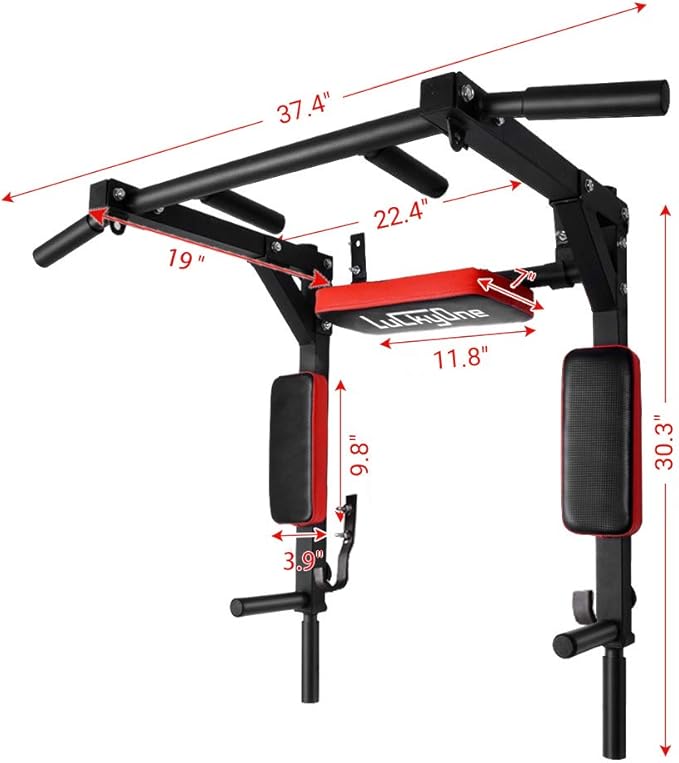 Luckyone Multifunctional Wall Mounted Pull Up Bar/Chin Up bar 440 Lbs