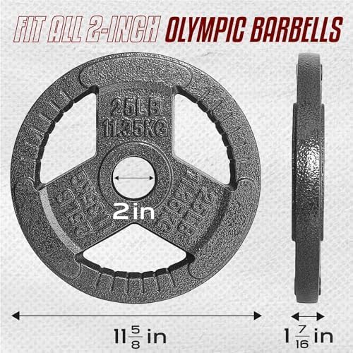 Yes4All Olympic Rubber Grip Plates for Barbell 2-Inch Weight