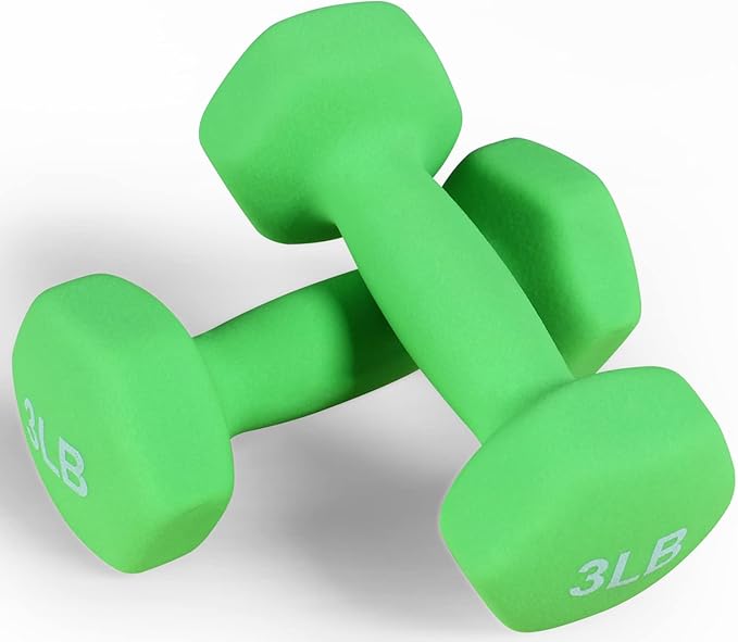 Neoprene Dumbbell Hand Weights, Anti-Slip, Anti-roll, Hex Shape Colorful, Pair or Set with Stand