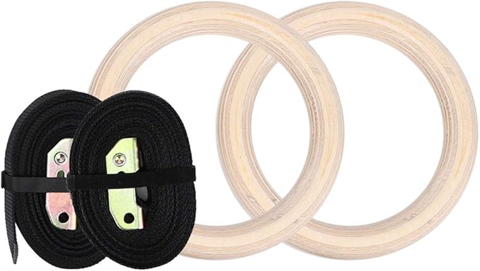 Keenso Wood Gymnastics Rings Sport Workout Equipment Wood 25mm with