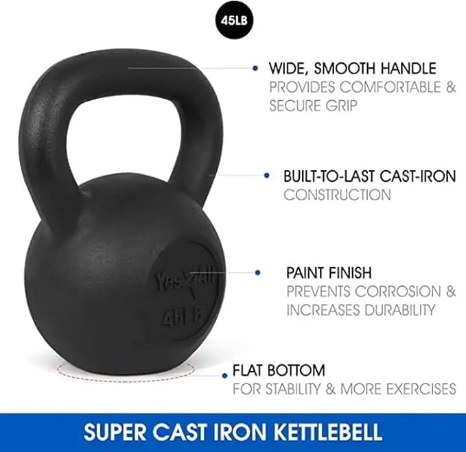 Yes4All Kettlebell Adjustable/Cast Iron/Protective Base Solid Smooth