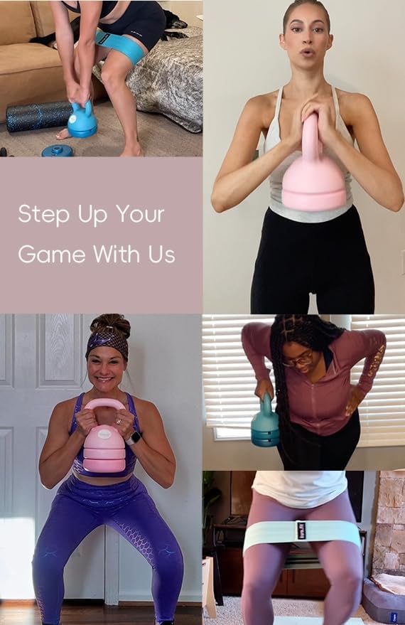 Adjustable Kettlebell | 5 lb - 12 lb | Kettlebell Weights Set for Home Gym | Full-Body Workouts, Strength Training, Weight Loss | Fabric Booty Band | Beginners & Women