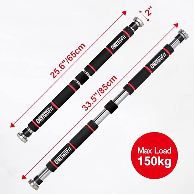 OneTwoFit Pull Up Bar Doorway Chin Up Bar Fitness(25.6 to 33.5 Inches Length)HK664