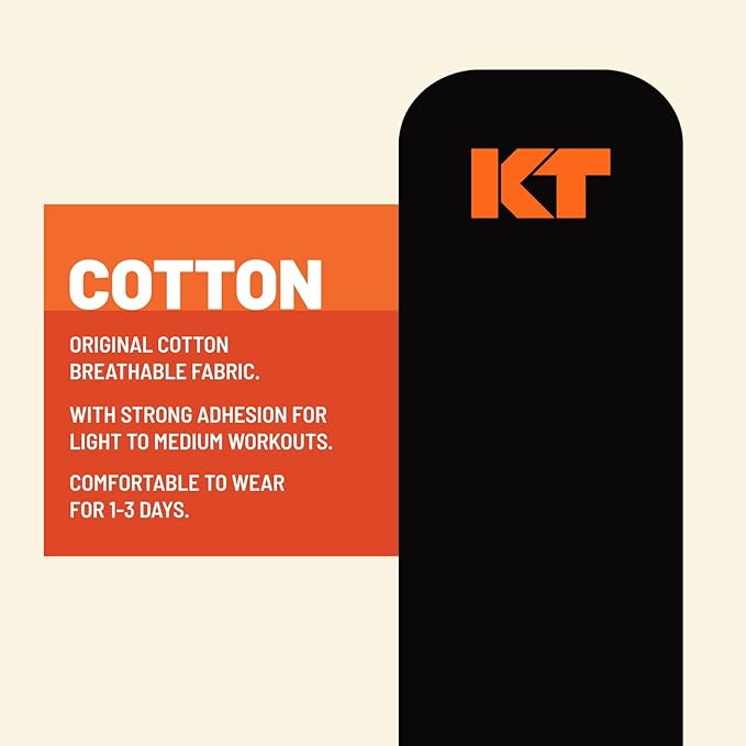 KT Tape, Original Cotton, Elastic Kinesiology Athletic Tape, 20 Count, 10” Precut Strips