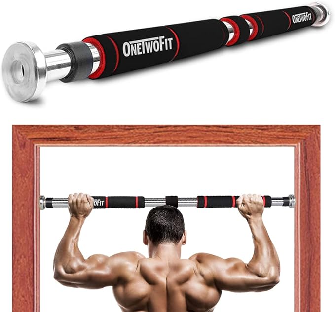 OneTwoFit Pull Up Bar Doorway Chin Up Bar Fitness(25.6 to 33.5 Inches Length)HK664