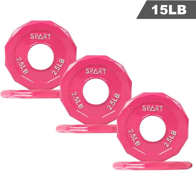 SPART Color Coded Weight Plate 2-Inch Cast Iron 2.5/5/10/15/25/35/45LB, Single/Pair/Set