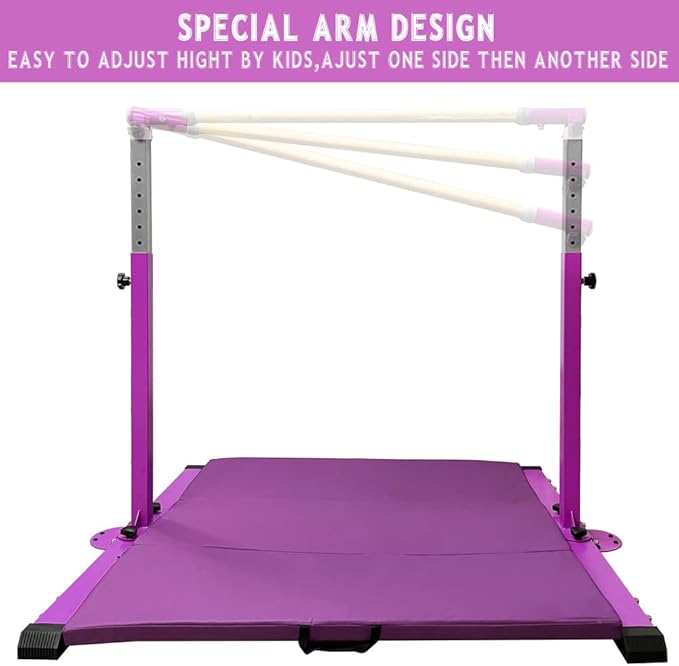 Gymnastics Kip Bar for Home Indoor Training 3' - 5' Gym Equipment,1-4 Levels,300lbs Levels,300lbs Weight