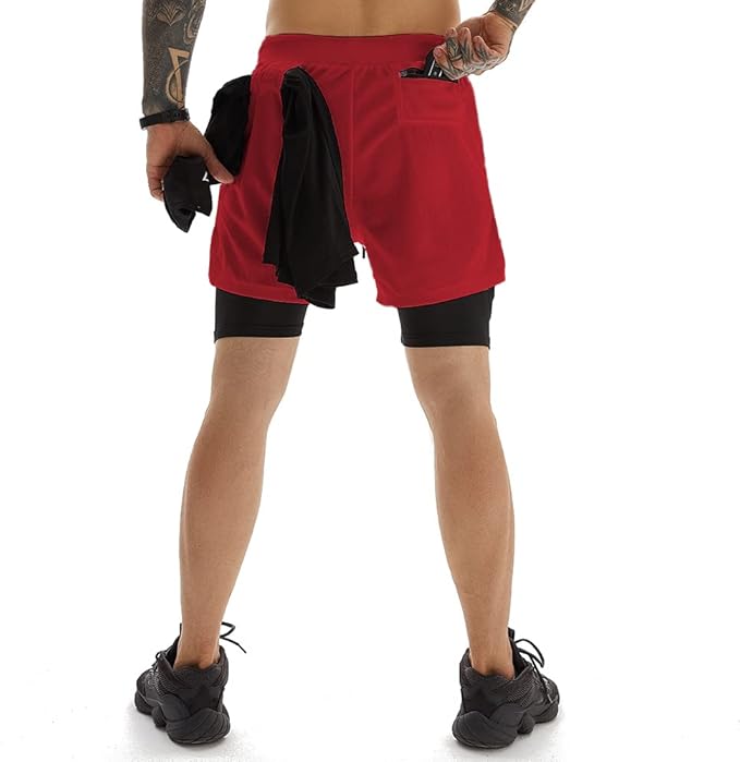 OEBLD Mens Athletic Shorts 2-in-1 Gym Workout Running 7'' Shorts with Towel Loop