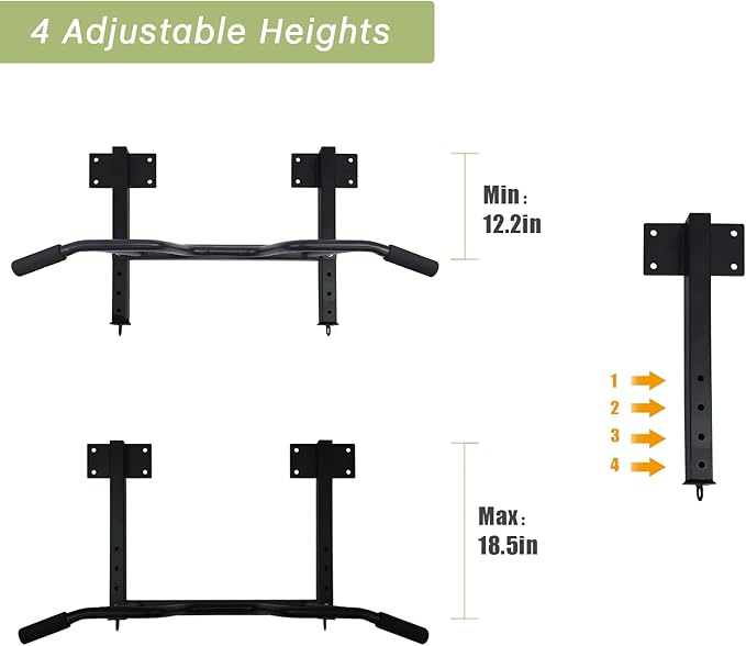 Wall Mounted Pull up Bar Multifunctional Chin up 440 Lbs…