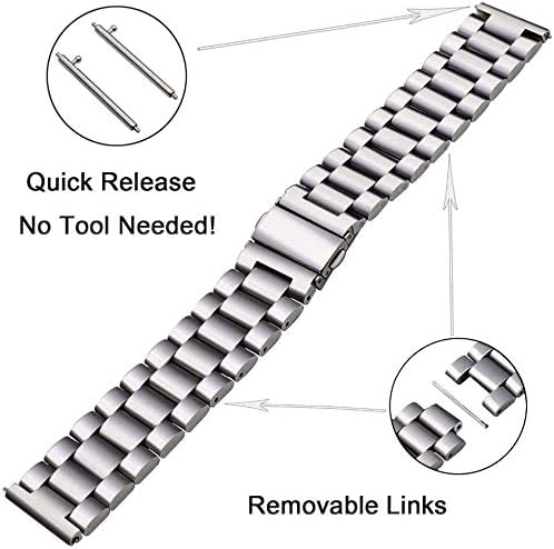 FitTurn Bands Compatible with Letscom, Letsfit, Lintelek, Yamay SmartWatch -Replacement Classic Stainless Steel Metal WatchBand for ID205L, ID205U,ID215G, ID205, ID216, ID205S, SW021