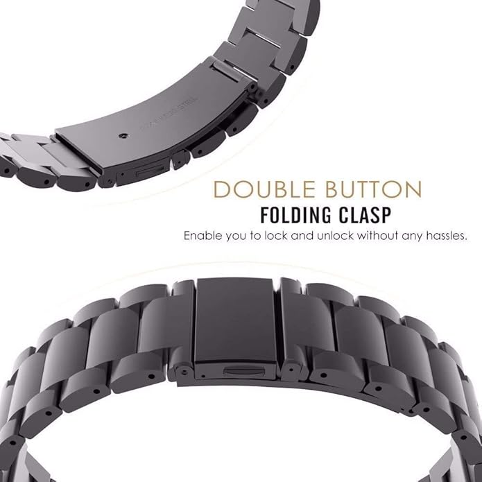 FitTurn Bands Compatible with Letscom, Letsfit, Lintelek, Yamay SmartWatch -Replacement Classic Stainless Steel Metal WatchBand for ID205L, ID205U,ID215G, ID205, ID216, ID205S, SW021