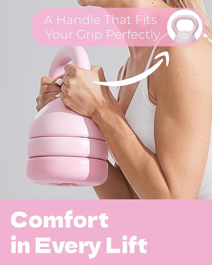 Adjustable Kettlebell | 5 lb - 12 lb | Kettlebell Weights Set for Home Gym | Full-Body Workouts, Strength Training, Weight Loss | Fabric Booty Band | Beginners & Women