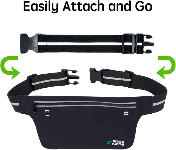 UltraSlim Fanny Waist Pack – Water Resistant Bag 24 to 43inch Waists, 6.7inch –