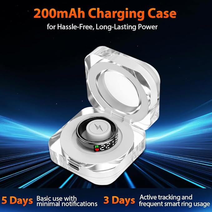 Smart Ring Health Tracker with LED Display Screen, IP68 Waterproof Fitness Tracker, Bluetooth Connection Health Ring Compatible with iOS/Android, Activity Tracker/Heart Rate/Blood Oxygen/Sleep/Step