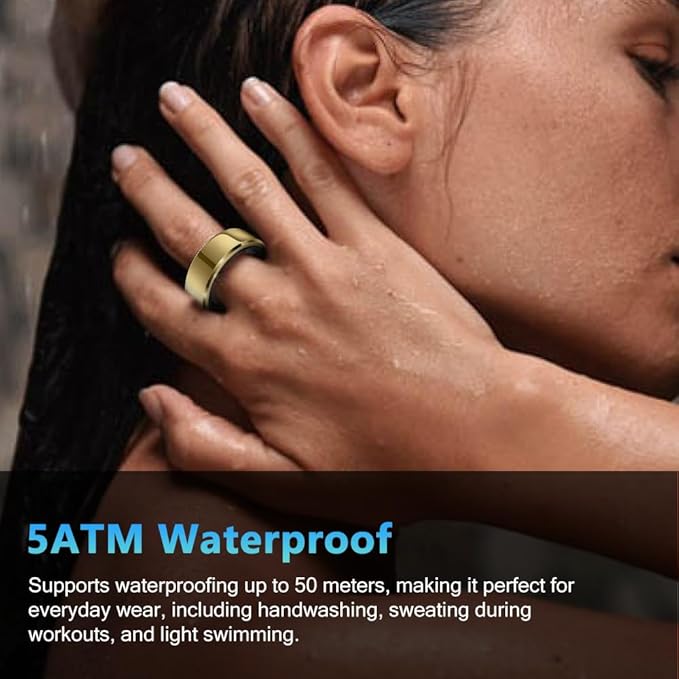 Smart Ring Health Tracker for Men Women, Waterproof Fitness Ring, Bluetooth Connected Health Ring, Activity Tracker Records Steps Distance Calories, Compatible with Android & iOS