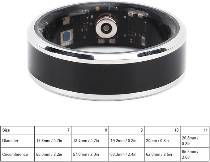Fitness Smart Ring, Smart Health Ring, Sports Smart Ring Health Tracker for Women & Men, Continuously Records Sleep Quality, Heart Rate, Temperature, Blood Oxygen and Pedometer