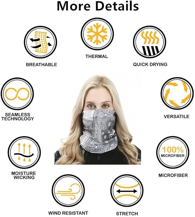 Neck Gaiter Headband Headwear Head Wrap Face Mask Magic Scarf Bandana for Men and Women
