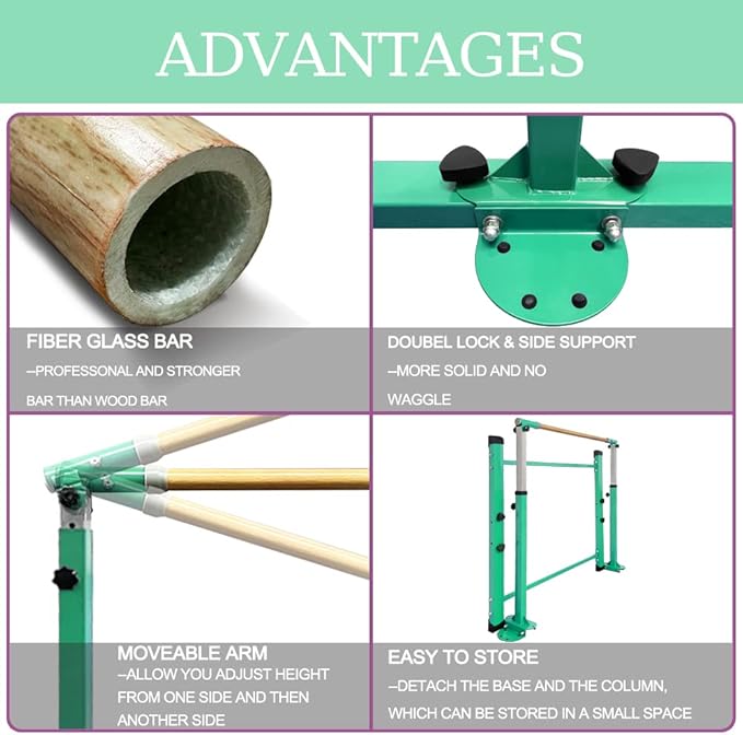 Gymnastics Kip Bar for Home Indoor Training 3' - 5' Gym Equipment,1-4 Levels,300lbs Levels,300lbs Weight