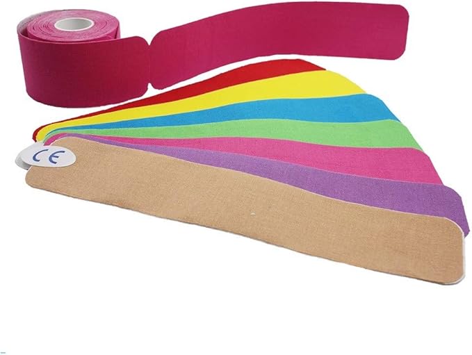 PreCut Kinesiology Tape Sport Pro (20 Pre Cut 10 Inch Strips per Roll) Athletic Recovery Muscle Support Physio TheWrapeutic Aid (Pink) (Single Roll)