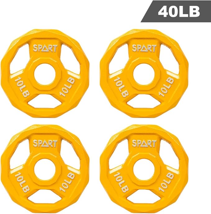 SPART Color Coded Weight Plate 2-Inch Cast Iron 2.5/5/10/15/25/35/45LB, Single/Pair/Set