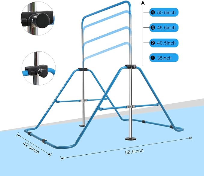 Gymnastics Bar for Home Expandable Adjustable Height Gymnastic