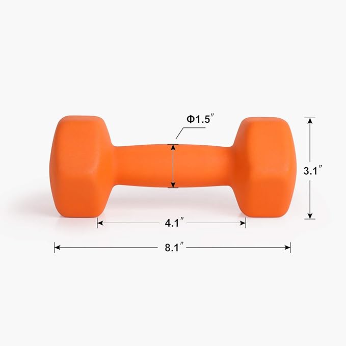 LIONSCOOL Set of 2 Neoprene Coated Dumbbell Hand Weights, Anti-Slip and Anti-Roll Hex Dumbbells in Pair for Strength Training, Resistance Training