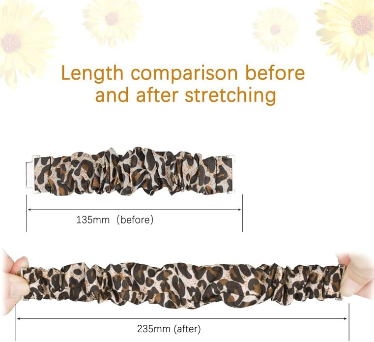 Compatible for FITVII Nexa, HM21, HM68, H86, HM57, HM78, H56 Smart Watch Fitness Tracker Bands, 18mm, 20mm, 22mm Fabric Elastic Scrunchie Elastic Women Cute Replacement Straps