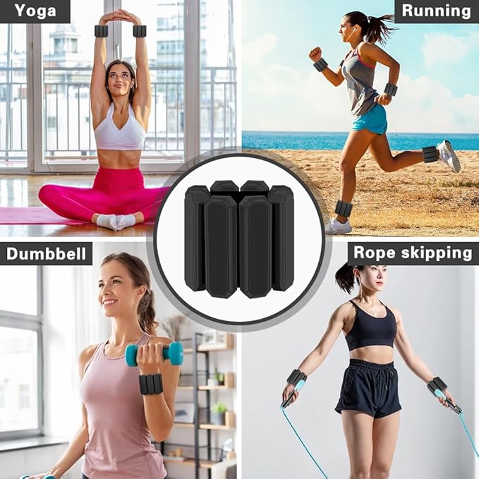 Vanleonet Wrist Ankle Weights for Women,Adjustable Wearable Strong Arm & Leg Weights Set of 2(1Lbs Each),Comfortable and Breathable for Yoga, Barre, Pilates, Swimming, Cardio, Aerobics, Gym