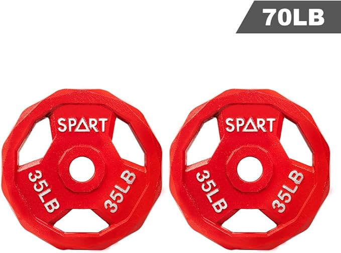 SPART Color Coded Weight Plate 2-Inch Cast Iron 2.5/5/10/15/25/35/45LB, Single/Pair/Set