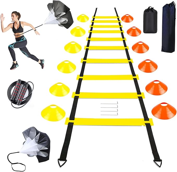 Soccer Agility Training Equipment Set 20Ft Agility 12 Cones,