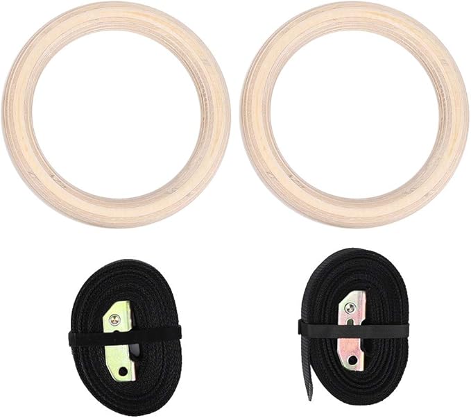Keenso Wood Gymnastics Rings Sport Workout Equipment Wood 25mm with