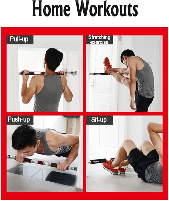 OneTwoFit Pull Up Bar Doorway Chin Up Bar Fitness(25.6 to 33.5 Inches Length)HK664