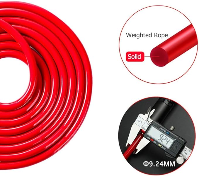 Redify Weighted Jump Rope for Workout Fitness(1LB) 9MM Fabric Cotton+9MM Solid