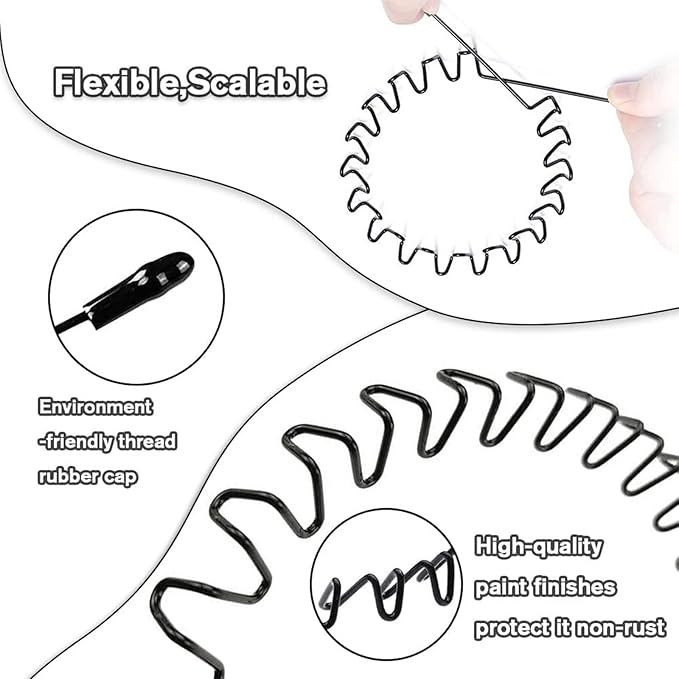Metal Headband for Men, Unisex Black Wavy Spring Hair Band, Zig Zag Hair Dand, Fashion Elastic Hair Accessories, Multipack Options Available(8pcs)